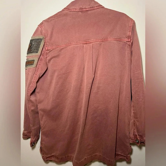 Free People Embellished Military Rose Shirt Jacket - Picture 13 of 16